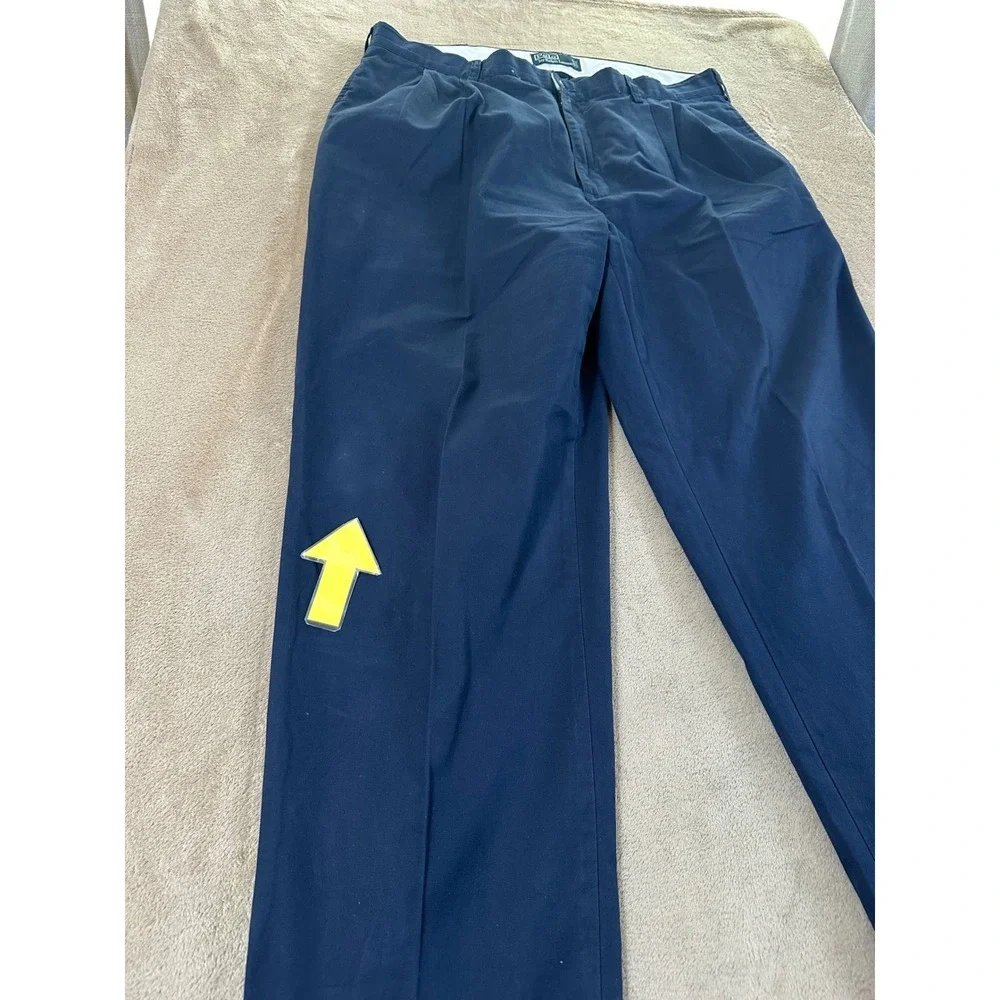 Vintage‎ Polo Ralph Lauren Pleated Chino Pants Men 38x30 Blue Preppy Old Money